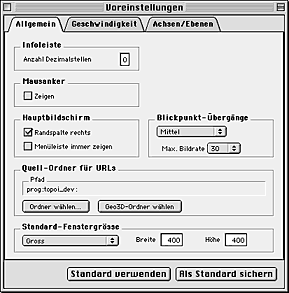 Geo3D Voreinstellungen: Panel Allgemein
