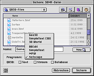 Geo3D Dialog Sichern 3DMF