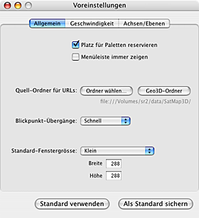 Geo3D Einstellungen: Panel Allgemein
